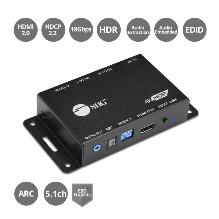 Lægge sammen Frivillig mangel HDMI 2.0 Audio Extractor/Embedder