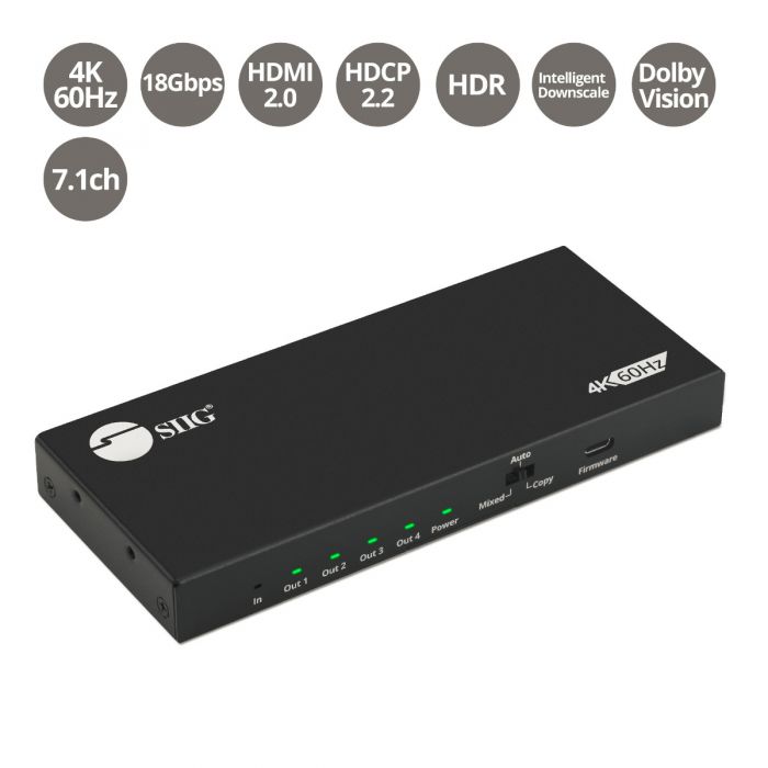 4K 60Hz 4K HDMI Scaler by OREI Up and Down Function Convert Resolutions at 720p 1080p 4K 30Hz RS-232 Support with Optical Analog Audio Extractor