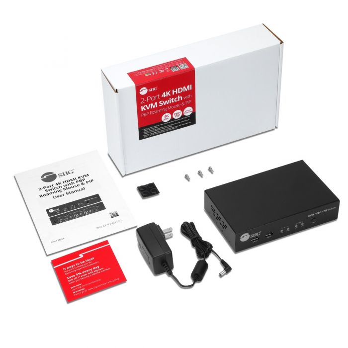 2-Port 4K HDMI KVM Switch with PBP Roaming Mouse & PIP 2-Port 4K HDMI KVM Switch with PBP Roaming Mouse & PIP