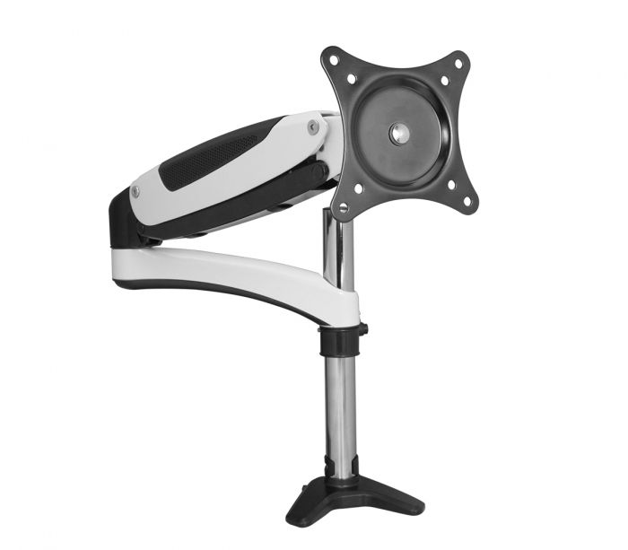Full Motion Easy Access Single Monitor Desk Mount White