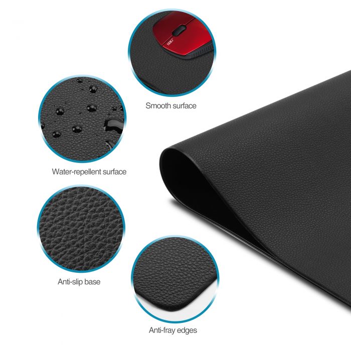 36 x 22 Desk Pad with Non-Slip Water Repellent Protection for Office and Home SIIG Artificial Leather Smooth Desk Mat Blotter Protecter Black 