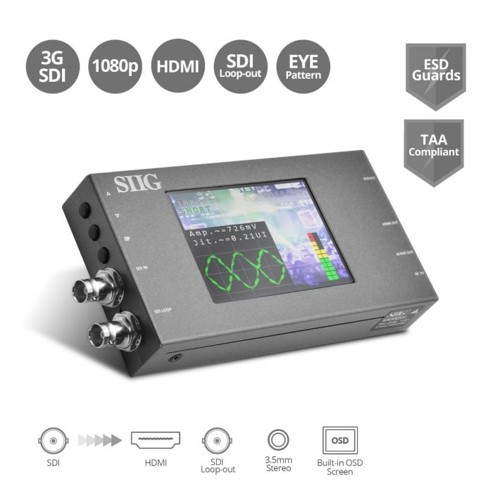 3G-SDI to HDMI Converter with Scaler and Monitor