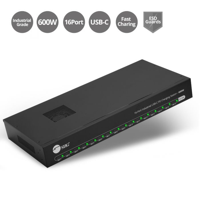 16-Port Industrial USB-C PD Charging Station - 600W - 30W per port - UL  Certification