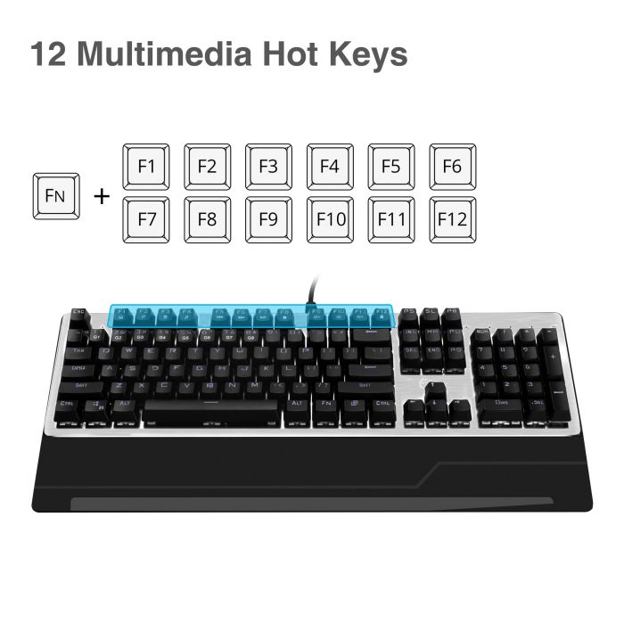 Usb Wired Mechanical Gaming Keyboard With 7 Color Led Backlit
