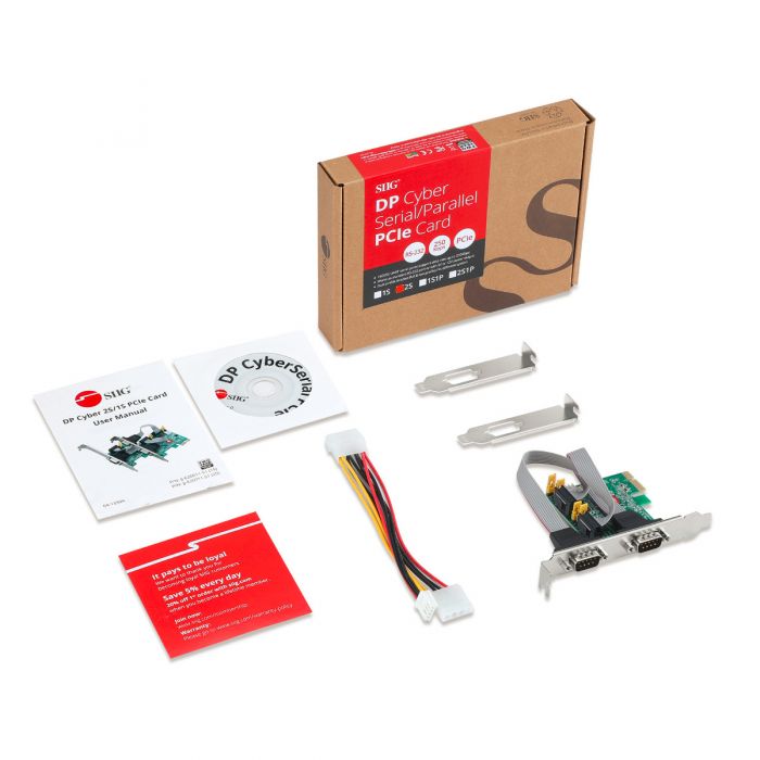 SIIG DP CyberSerial 4S PCIe - Serial adapter - PCIe low profile - RS-232 x 4 : SIIG DP CyberSerial 4S PCIe, 16550 UART, Baud Rates up
