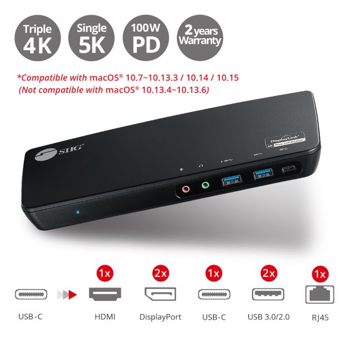 USB-C Triple 4K Video Docking Station with 100W Power Delivery