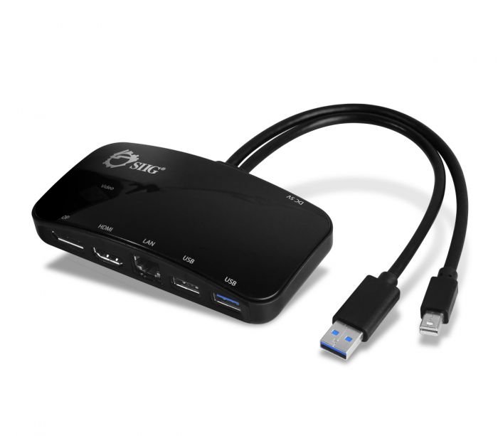Mini Dp Video Dock With Usb 30 Lan Hub Black
