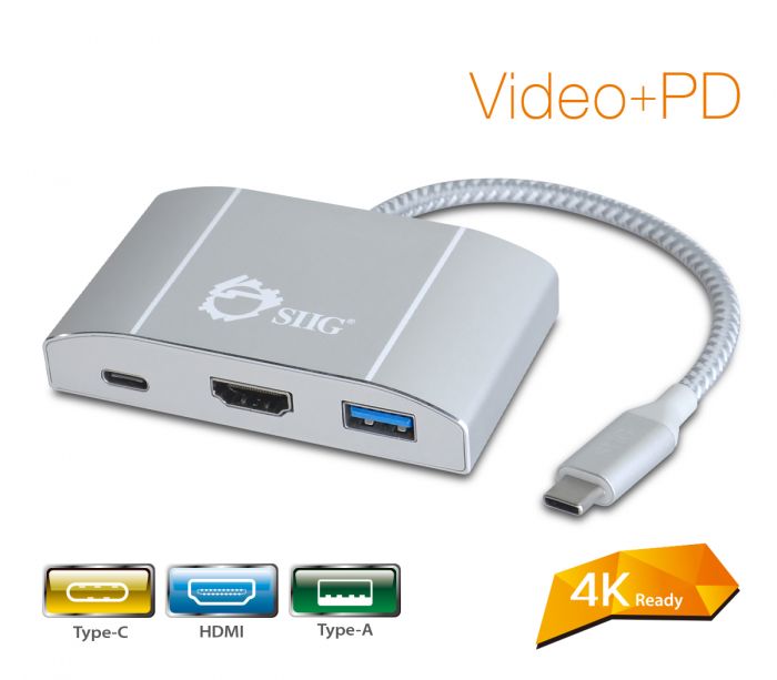 USB 3.1 Type-C Hub with HDMI & PD Charging Adapter - 4K Ready