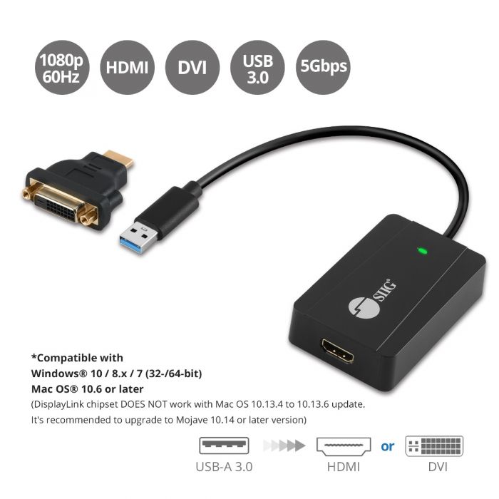 Vanærende Perseus Limited USB 3.0 to HDMI/DVI Video Adapter Pro