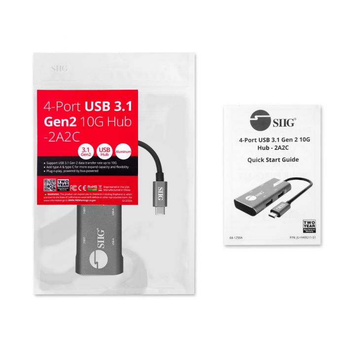 4-Port USB 3.1 Gen 2 10G Hub - 2A2C
