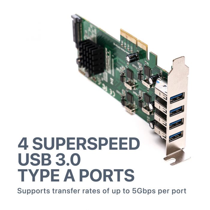 LP 4-Port SuperSpeed PCIe Card - Quad Core