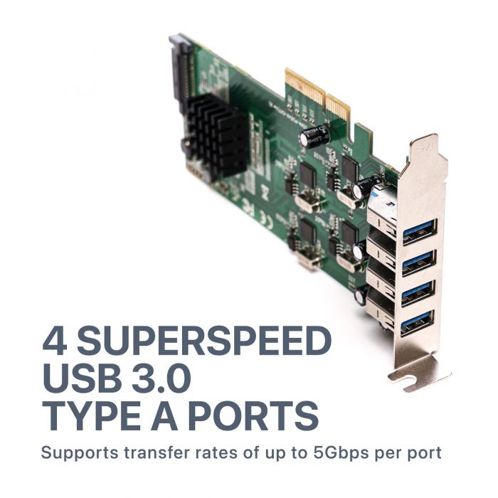 4 Port PCIe USB 3.0 Card w/ 4 Channels - USB 3.0 Cards, Add-on Cards &  Peripherals