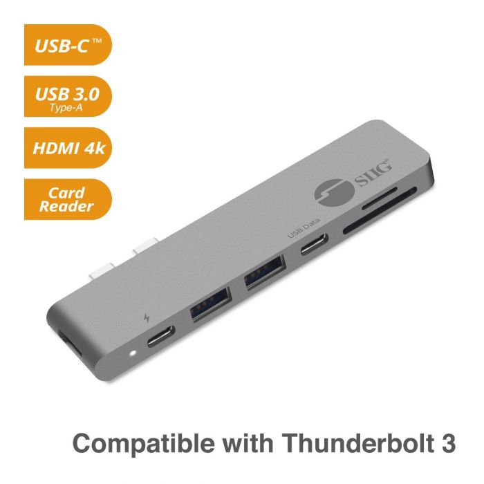SIIG Thunderbolt 3 USB-C Hub HDMI with Card Reader & PD Adapter - Space Gray