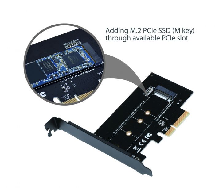 SIIG M.2 NGFF SSD M Key NVME PCIe 3.0 x 4 Card Adapter