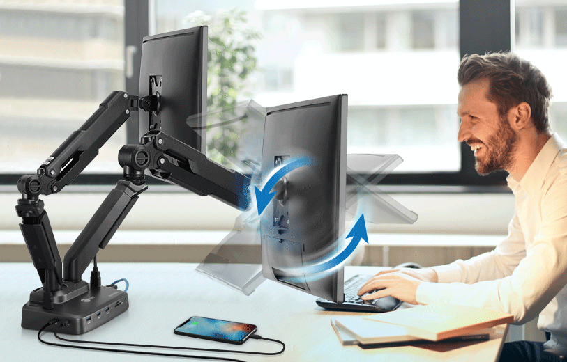 SYGA Monitor Stand Arm Desk Mount Fully Height Adjustable Bracket with –  sygaindia