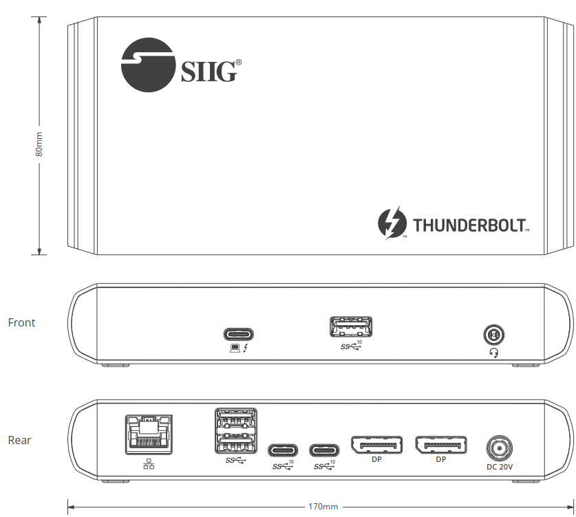 SIIG Thunderbolt 3 USB-C Hub HDMI with Card Reader & PD Adapter - Silver -  kite+key, Rutgers Tech Store