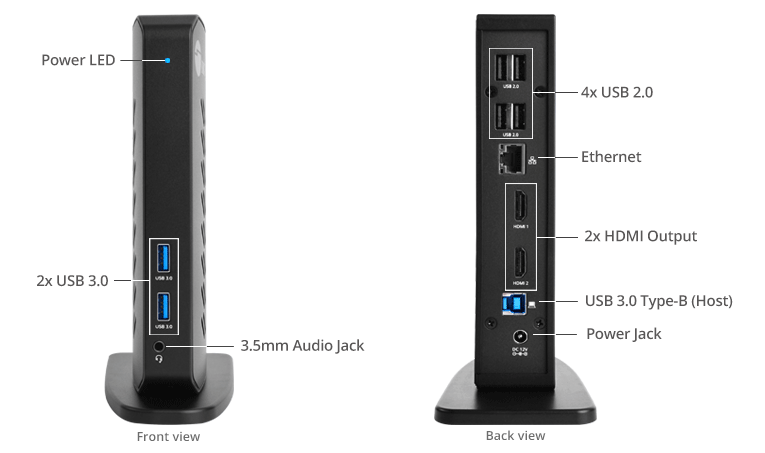 5K/4K Pro USB C Docking Station with Laptop Power Delivery; Dual Display  HDMI+DisplayPort; Gigabit Ethernet RJ45; USB 3.0/2.0, Audio Jack